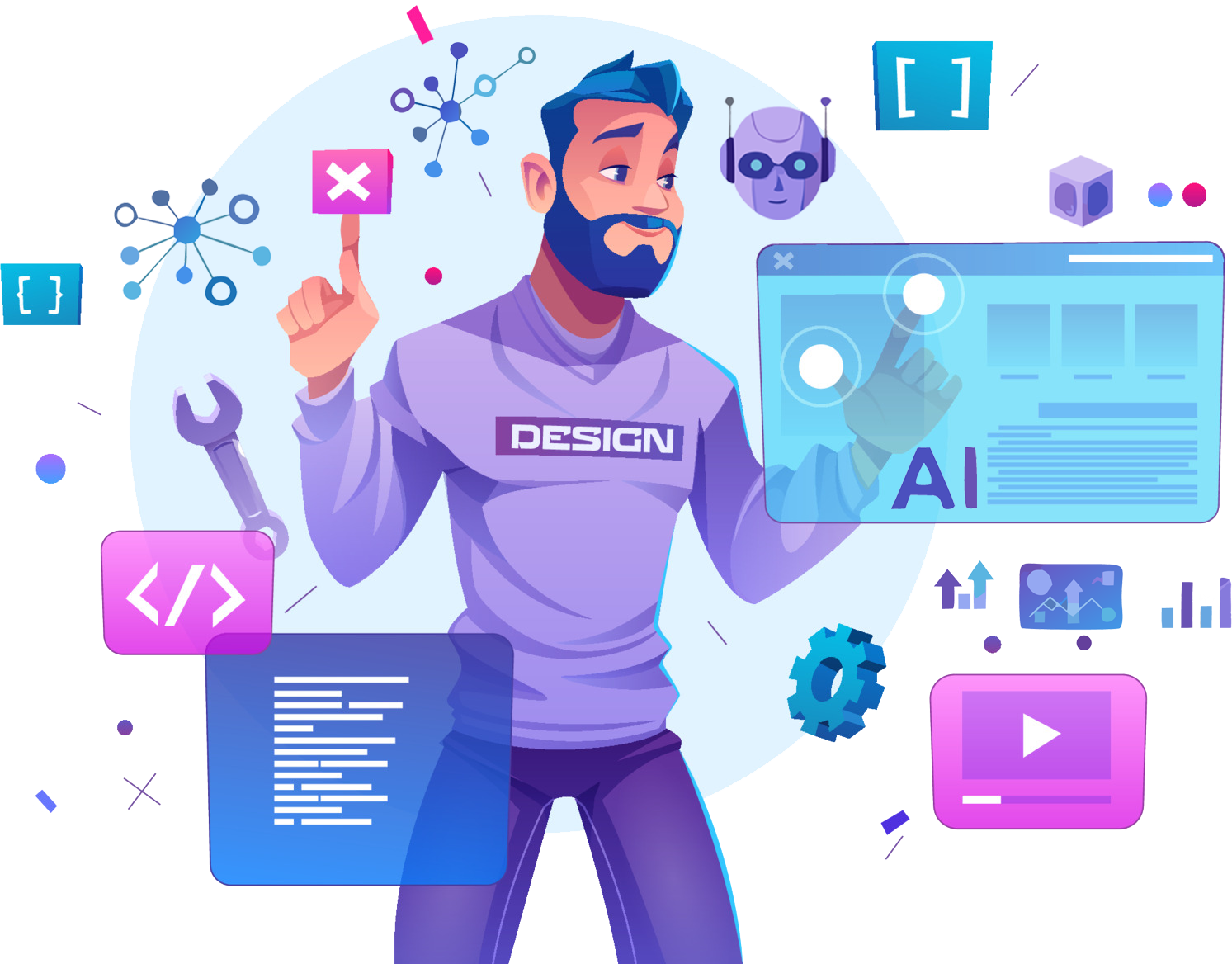 Futuristic AI software dashboard